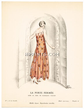 La Porte Fermée, 1924 - Madeleine Rueg, Robe du soir, de Madeleine Vionnet. La Gazette du Bon Ton, 1924-1925 n°3 — Planche 18