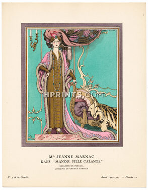 Mlle Jeanne Marnac dans "Manon, Fille Galante", 1924 - George Barbier, Souliers de Perugia, Costume de George Barbier. La Gazette du Bon Ton, 1924-1925 n°3 — Planche 22