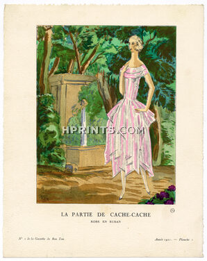 La Partie de Cache-Cache, 1921 - Mario Simon, Robe en ruban. La Gazette du Bon Ton, n°1 — Planche 1