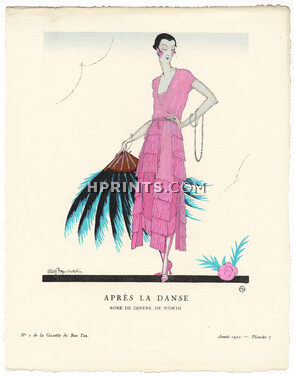 Après la Danse, 1921 - Alexandre Rzewuski. Robe de dîners, de Worth. La Gazette du Bon Ton, n°1 — Planche 7