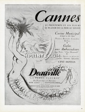 Cannes & Deauville 1947 Mermaid, Sirène, Atelier Cas. Andrey