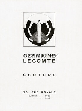 Germaine Lecomte 1926 Couture, 23 Rue Royale, Paris