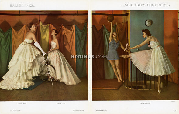 Ballerines... 1950 Christian Dior, Fath, Balmain, Ballet Dancers, Décor Elizabeth Arden, Photo Harry Meerson