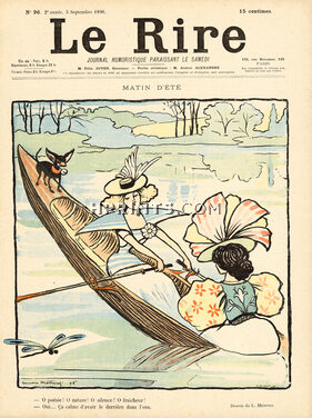 Matin d'été, 1896 - Lucien Métivet Canoe ride, Elegants, Chihuahua dog