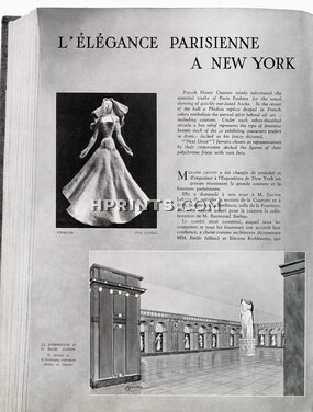 L'Élégance Parisienne à New York, 1939 - French Haute Couture, Paquin, Lelong, Rouff, Weil, Fourrures Max... Illustrations François Ganeau, Photos Lipnitzki (4 pages, incomplete article), Text by F. L., 4 pages