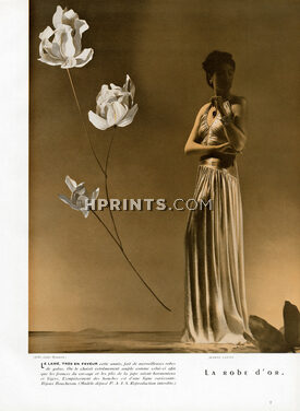 Jeanne Lanvin 1937 La robe d'or, Le lamé, Bijoux Boucheron, Photo Joffé