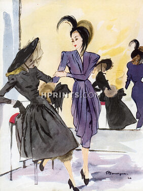 Pierre Mourgue 1946 Robert Piguet, Jeanne Lafaurie