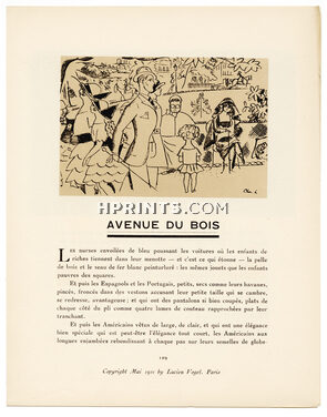 Avenue du Bois, 1921 - Chas Laborde Elegant Parisienne, Bois de Boulogne, La Gazette du Bon Ton, Texte par Marcel Astruc, 4 pages