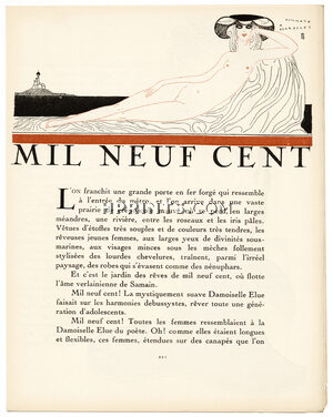 Mil Neuf Cent, 1921 - Benito, Hommage à Beardsley, Modern-style 1900, La Gazette du Bon Ton, Texte par Denise Van Moppès, 4 pages