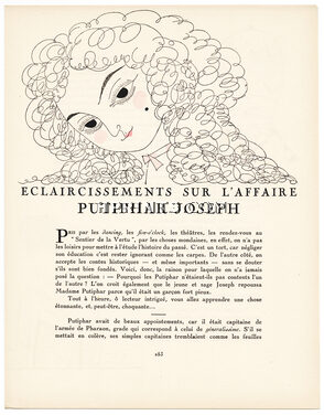 Eclaircissements sur l'affaire Putiphar-Joseph, 1921 - Charles Martin Gazette du Bon Ton, Text by Capitaine George Cecil, 4 pages