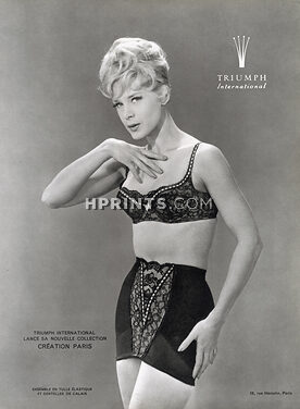 Triumph (Lingerie) 1962 Girdle, Bra, Dentelles de Calais