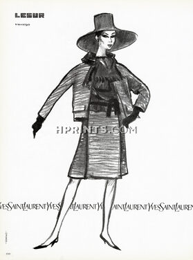 Yves Saint Laurent 1962 Fashion Illustration, Hervé Dubly, Lesur