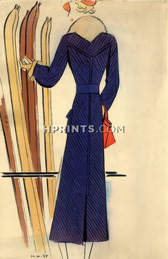 Raimon 1936 M. Küss Fashion Illustration Ski