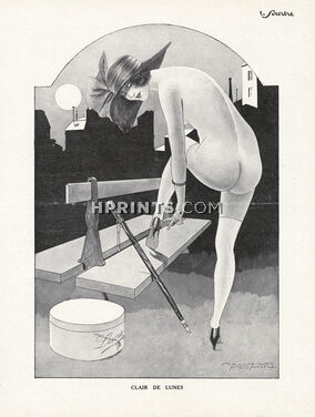Clair de Lunes, 1923 - Maurice Pepin Nude in the moonlight, Lucie Hat box
