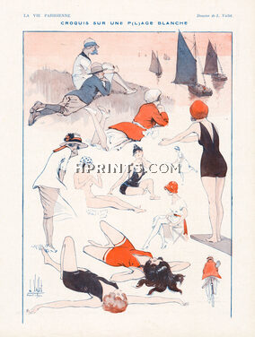 Louis Vallet 1922 Bathing Beauty, Beach, Swimwear