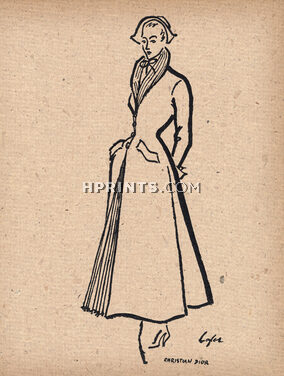 Christian Dior 1947 Fashion Illustration, Lofer