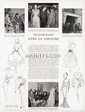 Une Grande Première dans la Couture, 1947 - Christian Dior's First Opening, Premier Défilé Sketches by Christian Dior, Photos Doisneau, Rizzo, Maywald