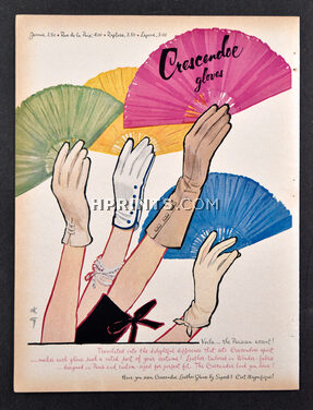 Crescendoe (Gloves) 1964 Hand Fans, René Gruau