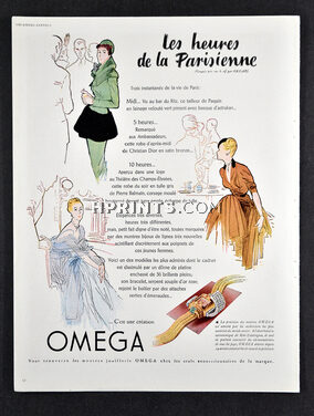 Omega (Watches) 1947 Paquin, Christian Dior, Pierre Balmain, René Gruau
