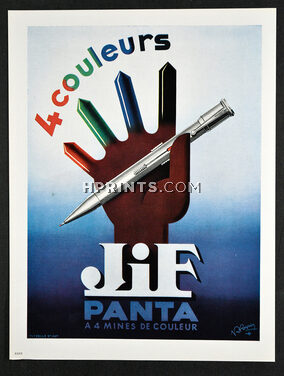 JIF Panta (Pens) 1945 Robert Roquin Poster Art