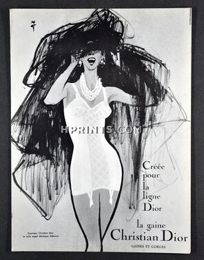 Christian Dior (Lingerie) 1959 René Gruau, Fourreau en tulle Helanca