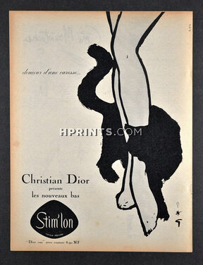 Christian Dior (Lingerie, Stockings) 1960 René Gruau, Black Cat