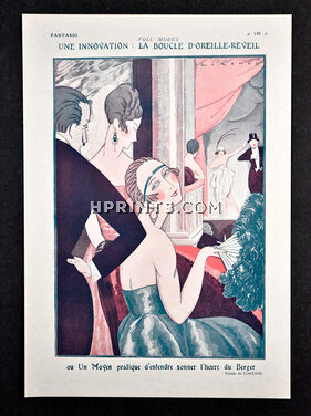 La Boucle d'Oreille-Réveil, 1921 - Fabius Lorenzi "The alarm-clock-earring", Fashion Satire