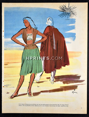 René Gruau 1946 Grès, Pierre Balmain, beachwear