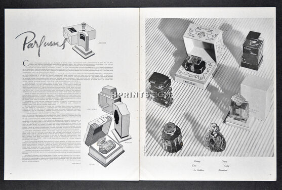 Parfums, 1946 - Lancôme, Lenthéric, Rigaud, D'orsay, Le Galion... Photo Bernheim, 4 pages