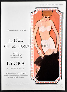 Christian Dior (Lingerie) 1961 La Gaine, Lycra, Du Pont de Nemours, René Gruau