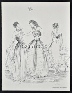 Denyse de Bravura 1947 Grès, Jean Dessès & Lelong, Fashion Illustration, Evening Gown