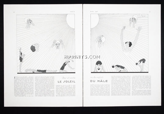 Pour et contre le Soleil — ou les méfaits du Hâle, 1928 - Georges Lepape, Elizabeth Arden, Helena Rubinstein, Eleanor Adair, Body Care