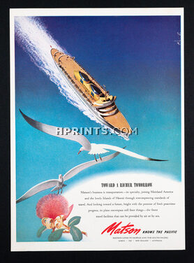 Matson Lines (Ship Company) 1945 Matson Knows The Pacific, Hawaii, Ocean Liner