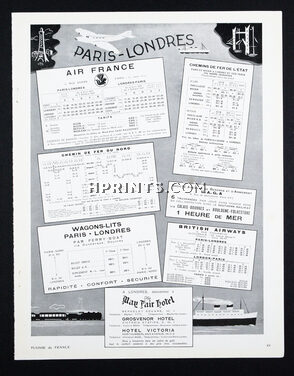 Paris-Londres 1937 Air France, British Airways, Wagons Lits