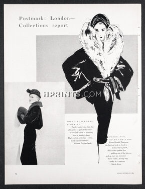 Eric Stemp 1956 London Collections Report, Ronald Paterson, Photos Eugene Vernier, 4 pages