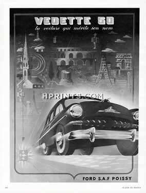 Ford Vedette 1950 Eiffel Tower, Arc de Triomphe
