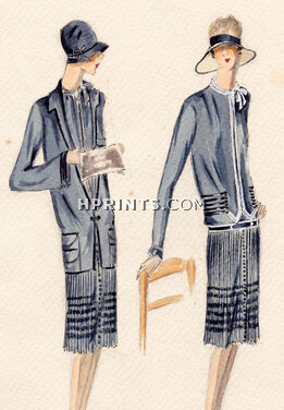 Bernard & Cie - Album Collection 1927 "Muscadet" Original Fashion Drawing, Indian ink and Gouache