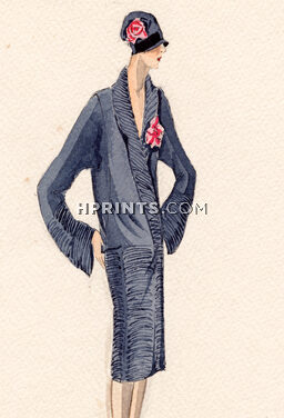 Bernard & Cie - Album Collection 1927 "Pirouette" Original Fashion Drawing, Indian ink and Gouache