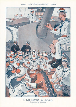 Gervèse 1912 ''Le Loto à Bord'' Bingo Boat Sailors