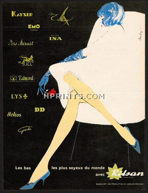 Mouchy 1958 Kayser, Ina, LYS, Gerbe, Balmoral, Hélios, Stockings Hosiery