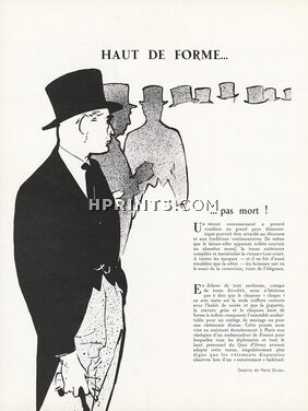 René Gruau 1953 Chapeau Haut de Forme, Top Hat