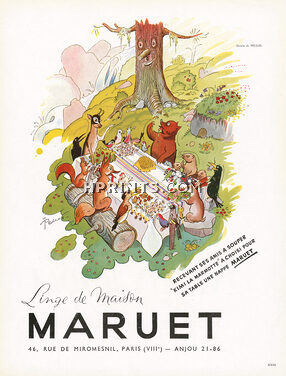 Maruet (Linen) 1947 Nappe, Kimi la Marmotte, Pellos