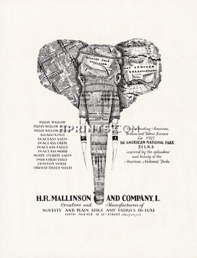 H. R. Mallinson and Company 1927 Novelty and Plain Silks, Fabrics de Luxe, Elephant