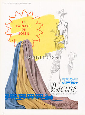 Racine (Fabric) 1949 Train Bleu