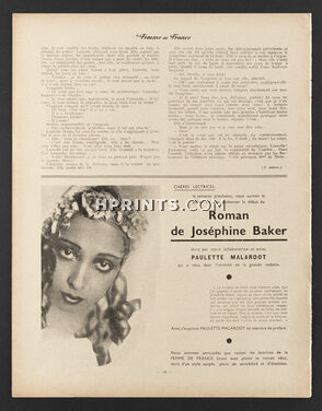 Roman de Josephine Baker 1934 Paulette Malardot Ad