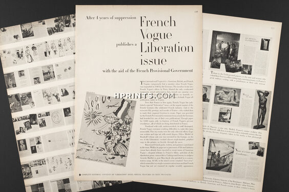French Vogue Liberation Issue, 1945 - Article from American Vogue, World War II, 4 pages