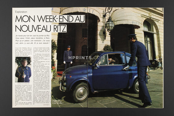 Mon week-end au nouveau Ritz, 1980 - Fiat 500, Hotel Ritz Paris, Texte par Gérard Ducreux, 7 pages