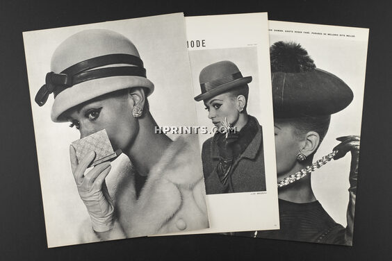 Têtes de mode, 1965 - Boucheron, Mellerio dits Meller Jeanne Lanvin, J-C Brosseau, Balmain Hats, 4 pages