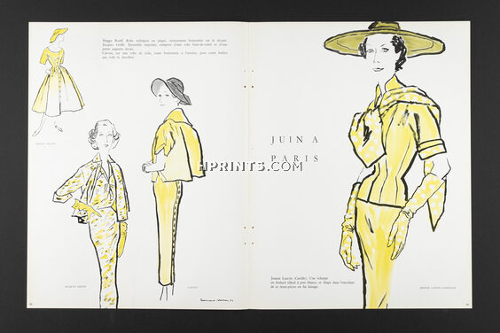 Juin à Paris, 1954 - Jacques Griffe, Carven, Lanvin Castillo, Maggy Rouff, Fashion Illustration