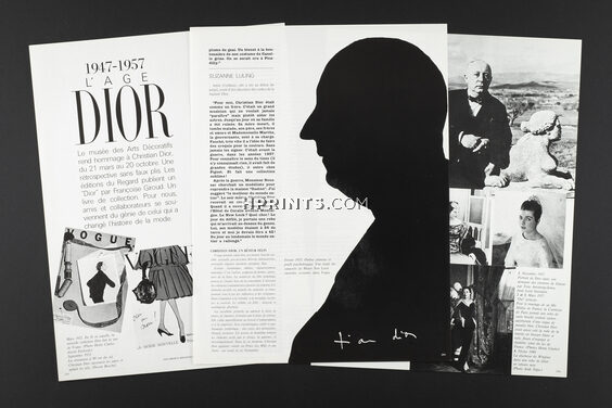 L'âge Dior, 1987 - Christian Dior, Exposition au Musée des Arts Décoratifs, Documents Archives Vogue, 4 pages
